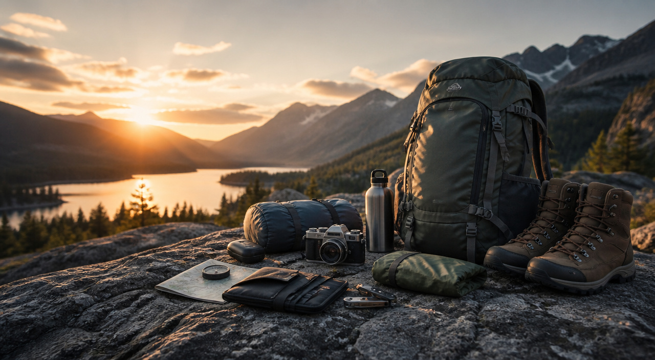 Everyday travel items arranged for comparison